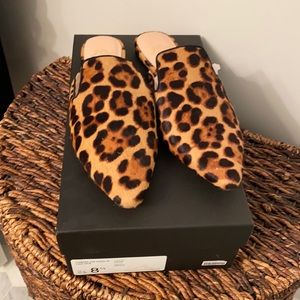 J. Crew Slides in Calf Hair Leopard, 8.5